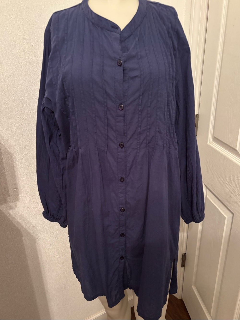 Lauren Ralph Lauren Navy Cotton Button-Front Shirt/ dress M